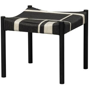Tabouret 47x40x44 cm avec assise en corde tréssée noir et b…