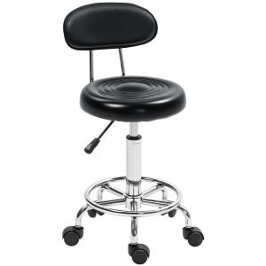 Tabouret à roulettes hauteur réglable cadre en acier noir
