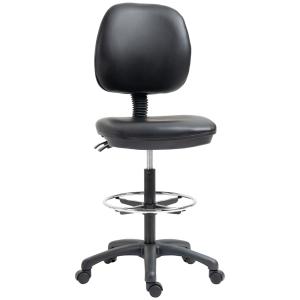 Tabouret à roulettes réglable en hauteur en plastique noir