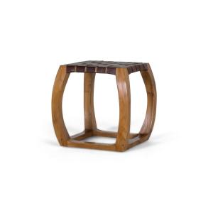 Tabouret artisanal en bois de mindi massif
