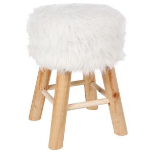 Tabouret avec assise en fourrure blanc Ø 29.5x 41.5 cm