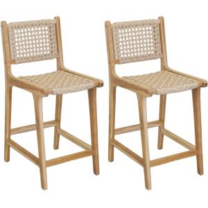 Tabouret bar en teck naturel et cannage baia (lot de 2) hau…