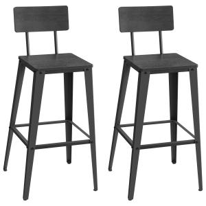 Tabouret bar industriel lot de 2 en acier noir cendré et no…