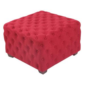 Tabouret bas carré capitonné en tissu Rouge