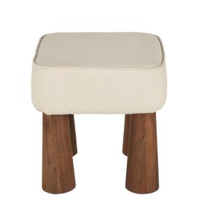 Tabouret blanc et bois d'acacia massif