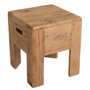 Tabouret carré 35x35cm Pin recyclé
