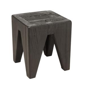 Tabouret carré noir 35x35cm Pin recyclé