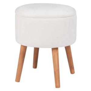 Tabouret coffre gris et pieds en hévéa