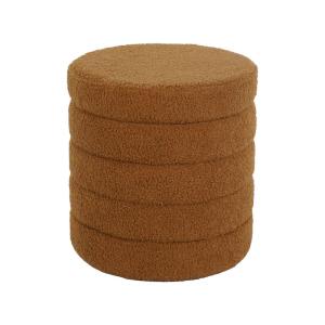 Tabouret coffre rangement en bouclettes rouille
