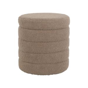 Tabouret coffre rangement en bouclettes taupe