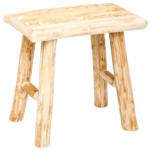 Tabouret d'appoint nature en bois de peuplier 24x34x31cm