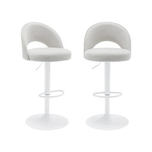Tabouret de bar ajustable métal et tissu blanc cassé (lot d…