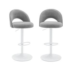 Tabouret de bar ajustable métal et tissu gris clair (lot de…