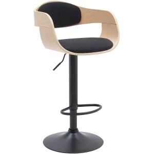 Tabouret de bar ajustable pivotant tissu Nature / Noir