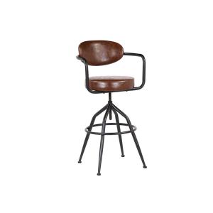 Tabouret de bar aspect cuir marron réglable