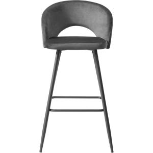 Tabouret de bar assise velours gris pieds métal - Lot de 2