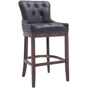 Tabouret de bar avec 4 pieds en véritable cuir Noir