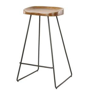 Tabouret de bar avec assise ergonomique en acacia massif