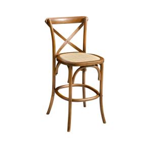 Tabouret de bar bistrot vintage en bois couleur noyer