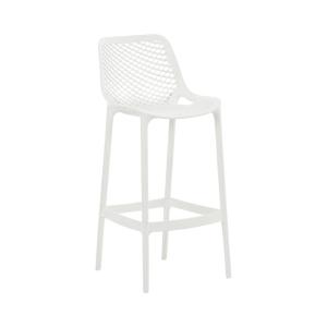 Tabouret de bar d'extérieur avec repose-pieds résine Blanc