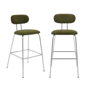 Tabouret de bar décor bois courbé teinté noyer et tissu dép…