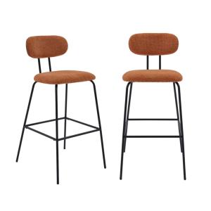 Tabouret de bar décor bois courbé teinté noyer et tissu ter…