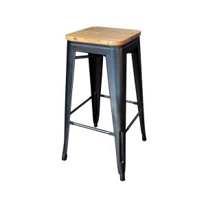 Tabouret de bar en acier et bois clair