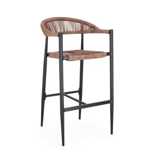 Tabouret de bar en aluminium et fibre synthétique anthracit…