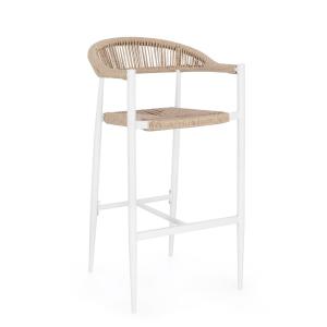 Tabouret de bar en aluminium et fibre synthétique, blanc/be…