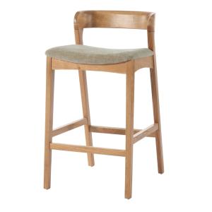 Tabouret de bar en Chêne massif et tissu Bliss Sable