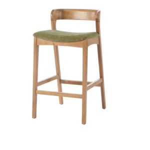 Tabouret de bar en Chêne massif et tissu Bliss Sauge