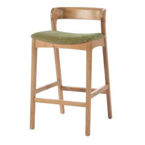 Tabouret de bar en Chêne massif naturel et tissu Bliss Saug…