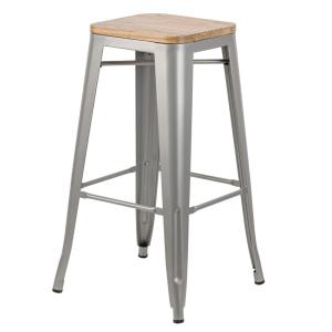 Tabouret de bar en métal et frêne naturel