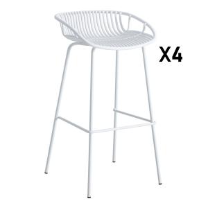 Tabouret de bar en polyéthylène et acier blanc - Lot de 4