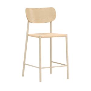 Tabouret de bar en résine tressée et métal H66.5cm - Beige…