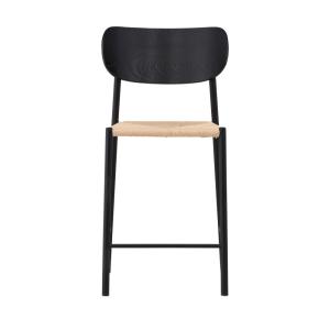 Tabouret de bar en résine tressée et métal H66.5cm - Noir