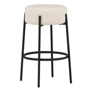 Tabouret de bar en tissu bouclé blanc NEGAN blanc 50x50x70c…