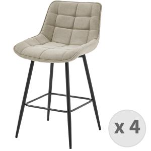 Tabouret de bar en tissu Coloris Lin et métal noir (x4)