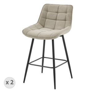 Tabouret de bar en tissu Coloris Lin (x2)