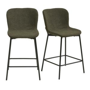 Tabouret de bar en tissu vert (x2)