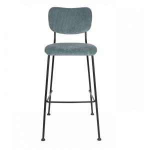 Tabouret de bar en velours gris bleu