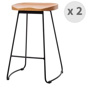 Tabouret de bar industriel anthracite mat/chêne pieds métal…