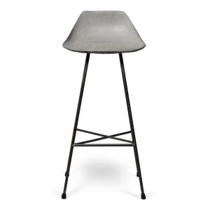 Tabouret de bar industriel en béton gris et acier noir - 93…