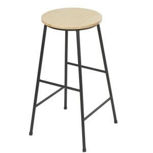 Tabouret de bar industriel en bois de sapin et acier noir H…