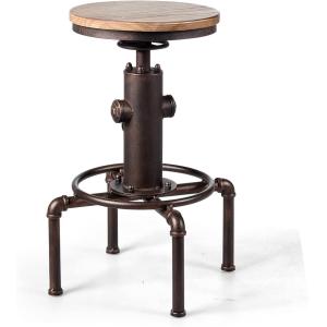 Tabouret de bar industriel réglable en hauteur 60-75cm