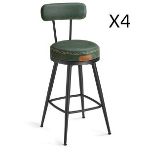 Tabouret de bar lot de 4 PU avec coutures hauteur 65 cm Ver…