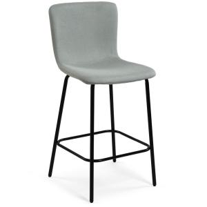 Tabouret de bar métal noir et assise tissu gris bleu 51x44.…