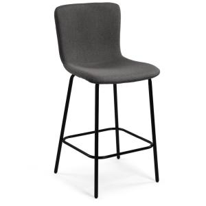 Tabouret de bar métal noir et assise tissu gris foncé 51x44…