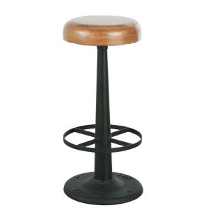 Tabouret de bar professionnel en cuir de buffle camel et ac…