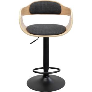 Tabouret de bar réglable en peuplier et acier noir